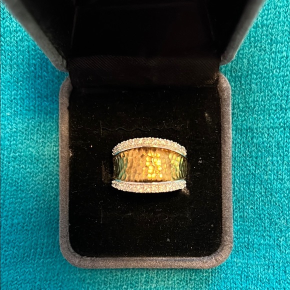 Gold and Silver Textured Women's Ring - Picture 1 of 4